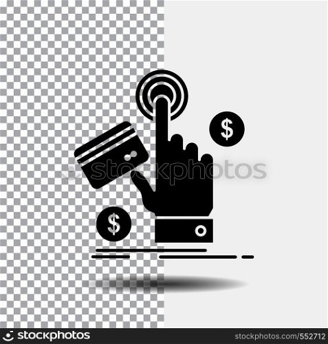 ppc, Click, pay, payment, web Glyph Icon on Transparent Background. Black Icon. Vector EPS10 Abstract Template background