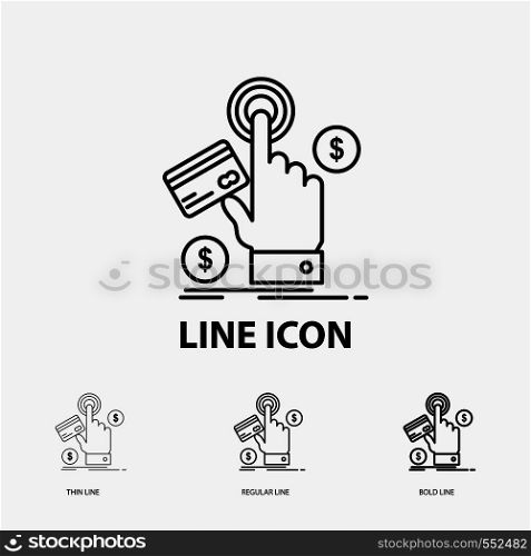 ppc, Click, pay, payment, web Icon in Thin, Regular and Bold Line Style. Vector illustration. Vector EPS10 Abstract Template background