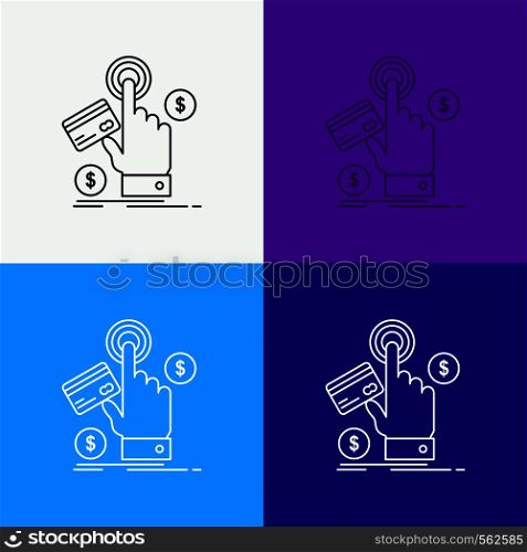 ppc, Click, pay, payment, web Icon Over Various Background. Line style design, designed for web and app. Eps 10 vector illustration. Vector EPS10 Abstract Template background