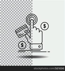 ppc, Click, pay, payment, web Line Icon on Transparent Background. Black Icon Vector Illustration. Vector EPS10 Abstract Template background