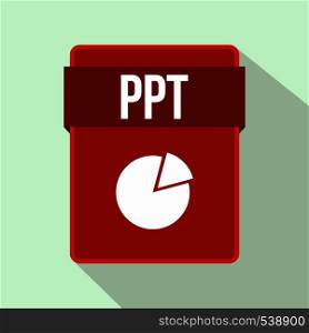 PPT file icon in flat style on a light blue background. PPT file icon, flat style