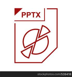 PPTX file icon in cartoon style on a white background. PPTX file icon, cartoon style