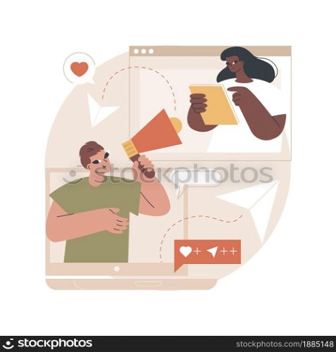 PR strategy abstract concept vector illustration. Public relations job, effective brand communication, PR tactics, determine goals, objectives and target audience, monitor success abstract metaphor.. PR strategy abstract concept vector illustration.