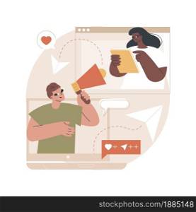 PR strategy abstract concept vector illustration. Public relations job, effective brand communication, PR tactics, determine goals, objectives and target audience, monitor success abstract metaphor.. PR strategy abstract concept vector illustration.