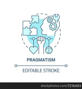 Pragmatism blue concept icon. Social entrepreneur characteristic abstract idea thin line illustration. Problem solving and prediction skills. Vector isolated outline color drawing. Editable stroke. Pragmatism blue concept icon