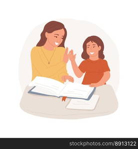 Praise the child isolated cartoon vector illustration. Little daughter giving high five to mom, mother praising the kid, personal growth, encouragement and motivation vector cartoon.. Praise the child isolated cartoon vector illustration.