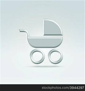 Pram carry cot icon concept shot backlit made of metal