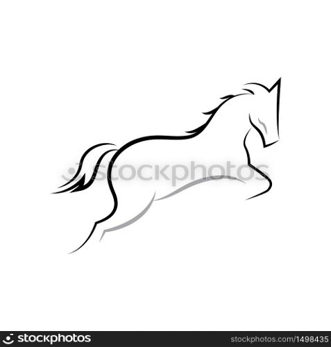Prancing Horse Running Jumping Line Art Illustration