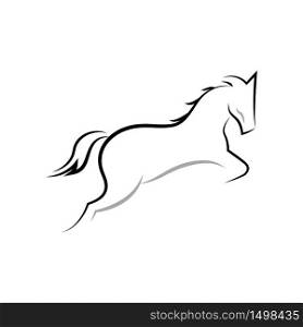 Prancing Horse Running Jumping Line Art Illustration