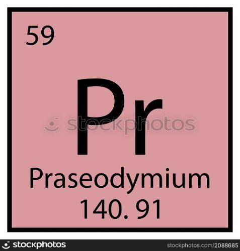 Praseodymium chemical element. Mendeleev table symbol. Square frame. Pink background. Vector illustration. Stock image. EPS 10.. Praseodymium chemical element. Mendeleev table symbol. Square frame. Pink background. Vector illustration. Stock image.