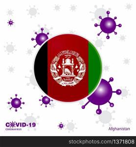 Pray For Afghanistan. COVID-19 Coronavirus Typography Flag. Stay home, Stay Healthy. Take care of your own health