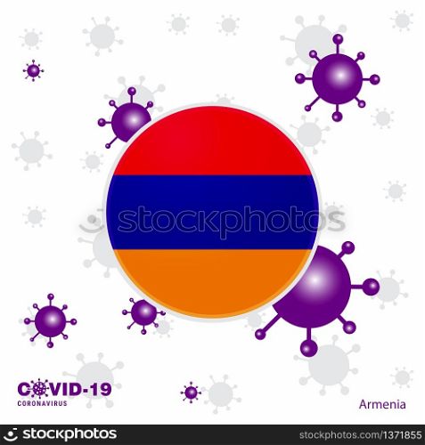 Pray For Armenia. COVID-19 Coronavirus Typography Flag. Stay home, Stay Healthy. Take care of your own health
