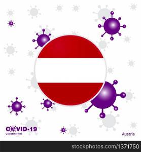 Pray For Austria. COVID-19 Coronavirus Typography Flag. Stay home, Stay Healthy. Take care of your own health