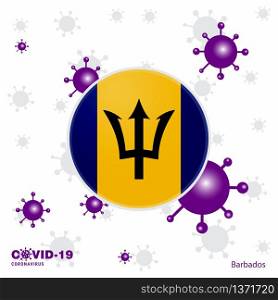 Pray For Barbados. COVID-19 Coronavirus Typography Flag. Stay home, Stay Healthy. Take care of your own health