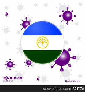 Pray For Bashkortostan. COVID-19 Coronavirus Typography Flag. Stay home, Stay Healthy. Take care of your own health