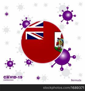 Pray For Bermuda. COVID-19 Coronavirus Typography Flag. Stay home, Stay Healthy. Take care of your own health