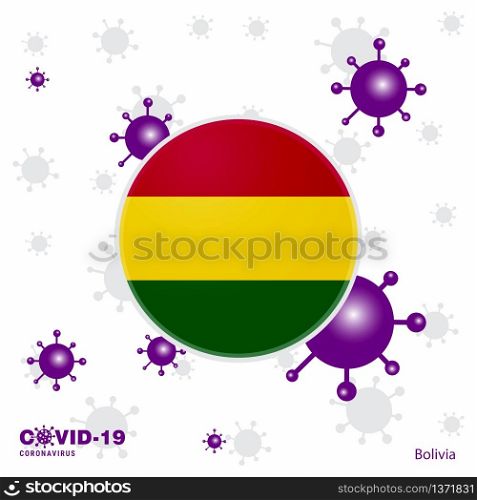 Pray For Bolivia. COVID-19 Coronavirus Typography Flag. Stay home, Stay Healthy. Take care of your own health