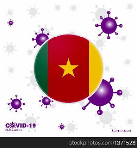 Pray For Cameroon. COVID-19 Coronavirus Typography Flag. Stay home, Stay Healthy. Take care of your own health