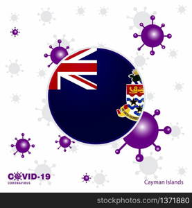 Pray For Cayman Islands. COVID-19 Coronavirus Typography Flag. Stay home, Stay Healthy. Take care of your own health