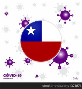 Pray For Chile. COVID-19 Coronavirus Typography Flag. Stay home, Stay Healthy. Take care of your own health
