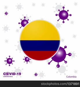 Pray For Colombia. COVID-19 Coronavirus Typography Flag. Stay home, Stay Healthy. Take care of your own health