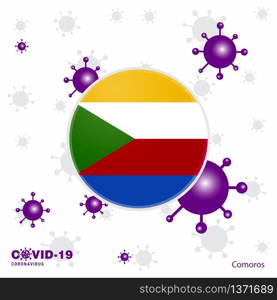 Pray For Comoros. COVID-19 Coronavirus Typography Flag. Stay home, Stay Healthy. Take care of your own health