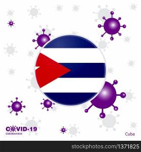 Pray For Cuba. COVID-19 Coronavirus Typography Flag. Stay home, Stay Healthy. Take care of your own health