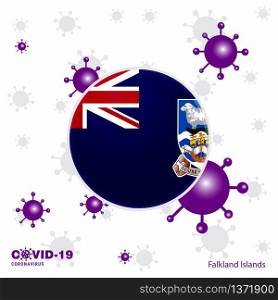 Pray For Falkland Islands. COVID-19 Coronavirus Typography Flag. Stay home, Stay Healthy. Take care of your own health