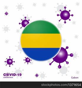 Pray For Gabon. COVID-19 Coronavirus Typography Flag. Stay home, Stay Healthy. Take care of your own health