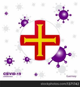 Pray For Guernsey. COVID-19 Coronavirus Typography Flag. Stay home, Stay Healthy. Take care of your own health