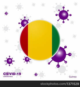 Pray For Guinea. COVID-19 Coronavirus Typography Flag. Stay home, Stay Healthy. Take care of your own health