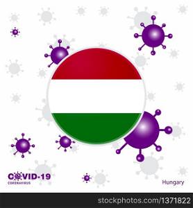 Pray For Hungary. COVID-19 Coronavirus Typography Flag. Stay home, Stay Healthy. Take care of your own health