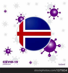 Pray For Iceland. COVID-19 Coronavirus Typography Flag. Stay home, Stay Healthy. Take care of your own health