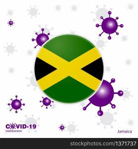 Pray For Jamaica. COVID-19 Coronavirus Typography Flag. Stay home, Stay Healthy. Take care of your own health