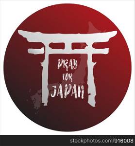 Pray for Japan. Abstract background concept. Red spot Isolated white background with Japanese map.