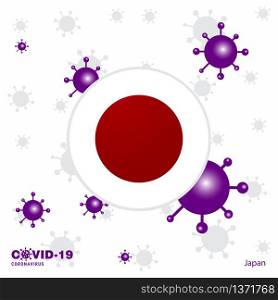 Pray For Japan. COVID-19 Coronavirus Typography Flag. Stay home, Stay Healthy. Take care of your own health