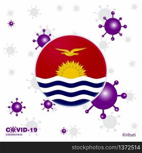 Pray For Kiribati. COVID-19 Coronavirus Typography Flag. Stay home, Stay Healthy. Take care of your own health