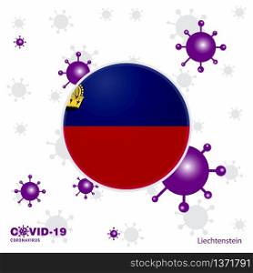 Pray For Liechtenstein. COVID-19 Coronavirus Typography Flag. Stay home, Stay Healthy. Take care of your own health
