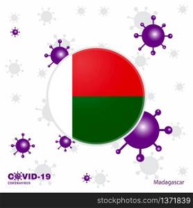 Pray For Madgascar. COVID-19 Coronavirus Typography Flag. Stay home, Stay Healthy. Take care of your own health
