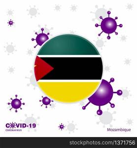 Pray For Mozambique. COVID-19 Coronavirus Typography Flag. Stay home, Stay Healthy. Take care of your own health