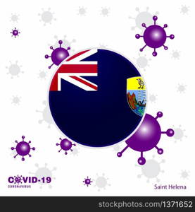 Pray For Saint Helena. COVID-19 Coronavirus Typography Flag. Stay home, Stay Healthy. Take care of your own health