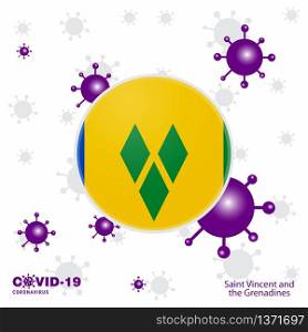 Pray For Saint Vincent and Grenadines. COVID-19 Coronavirus Typography Flag. Stay home, Stay Healthy. Take care of your own health