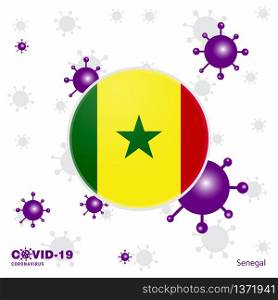 Pray For Senegal. COVID-19 Coronavirus Typography Flag. Stay home, Stay Healthy. Take care of your own health