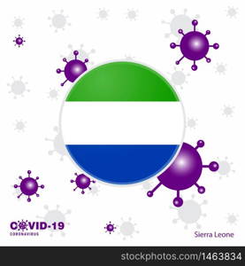Pray For Sierra Leone. COVID-19 Coronavirus Typography Flag. Stay home, Stay Healthy. Take care of your own health