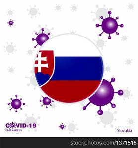 Pray For Slovakia. COVID-19 Coronavirus Typography Flag. Stay home, Stay Healthy. Take care of your own health