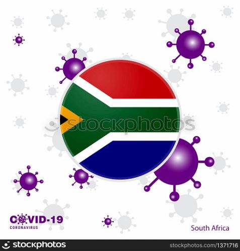 Pray For South Africa. COVID-19 Coronavirus Typography Flag. Stay home, Stay Healthy. Take care of your own health