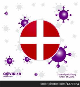 Pray For Sovereign Military order of Malta. COVID-19 Coronavirus Typography Flag. Stay home, Stay Healthy. Take care of your own health