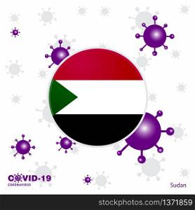 Pray For Sudan. COVID-19 Coronavirus Typography Flag. Stay home, Stay Healthy. Take care of your own health