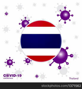 Pray For Thailand. COVID-19 Coronavirus Typography Flag. Stay home, Stay Healthy. Take care of your own health