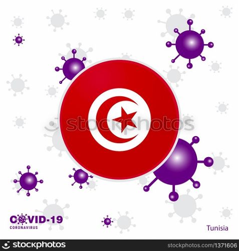 Pray For Tunisia. COVID-19 Coronavirus Typography Flag. Stay home, Stay Healthy. Take care of your own health